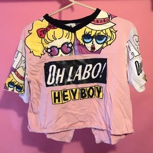 Pink graphic crop top